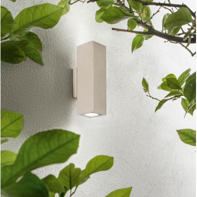 APPLIQUE SQUADRATA DA ESTERNO IN CEMENTO IP65 BIEMISSIONE LAMPADINE ATTACCO GU10 MODERNA