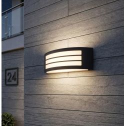 APPLIQUE DA ESTERNO CON GRIGLIA IP44 BIANCO,NERO E NICHEL LAMPADINA ATTACCO E27 DESIGN MODERNO 2