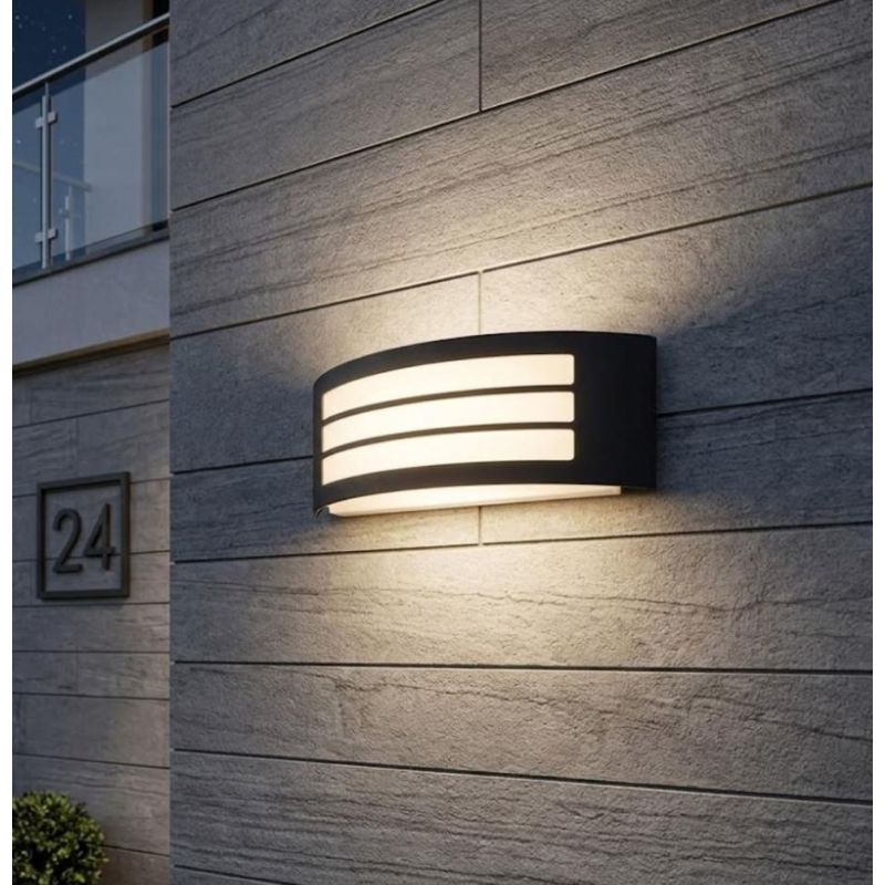 APPLIQUE DA ESTERNO CON GRIGLIA IP44 BIANCO,NERO E NICHEL LAMPADINA ATTACCO E27 DESIGN MODERNO