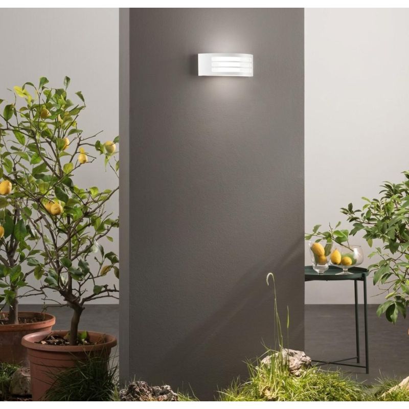 APPLIQUE DA ESTERNO CON GRIGLIA IP44 BIANCO,NERO E NICHEL LAMPADINA ATTACCO E27 DESIGN MODERNO