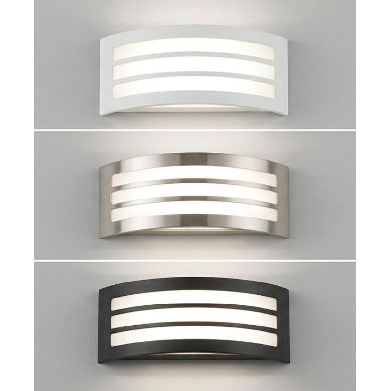 APPLIQUE DA ESTERNO CON GRIGLIA IP44 BIANCO,NERO E NICHEL LAMPADINA ATTACCO E27 DESIGN MODERNO