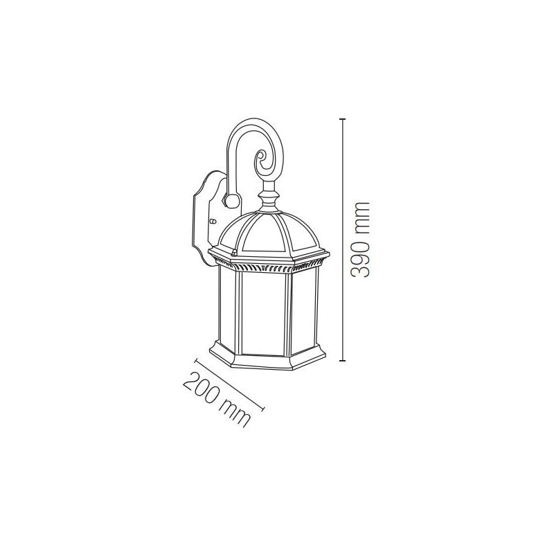 LANTERNA CLASSICA DA ESTERNO IN ALLUMINIO NERO/ORO E DIFFUSORE IN VETRO LAMPADINA ATTACCO E27