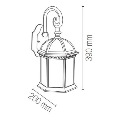 LANTERNA CLASSICA DA ESTERNO IN ALLUMINIO NERO/ORO E DIFFUSORE IN VETRO LAMPADINA ATTACCO E27