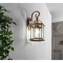 LANTERNA CLASSICA DA ESTERNO IN ALLUMINIO NERO/ORO E DIFFUSORE IN VETRO LAMPADINA ATTACCO E27 2