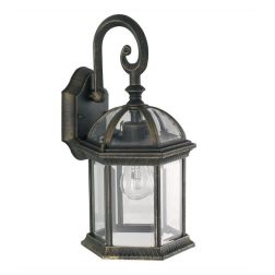 LANTERNA CLASSICA DA ESTERNO IN ALLUMINIO NERO/ORO E DIFFUSORE IN VETRO LAMPADINA ATTACCO E27