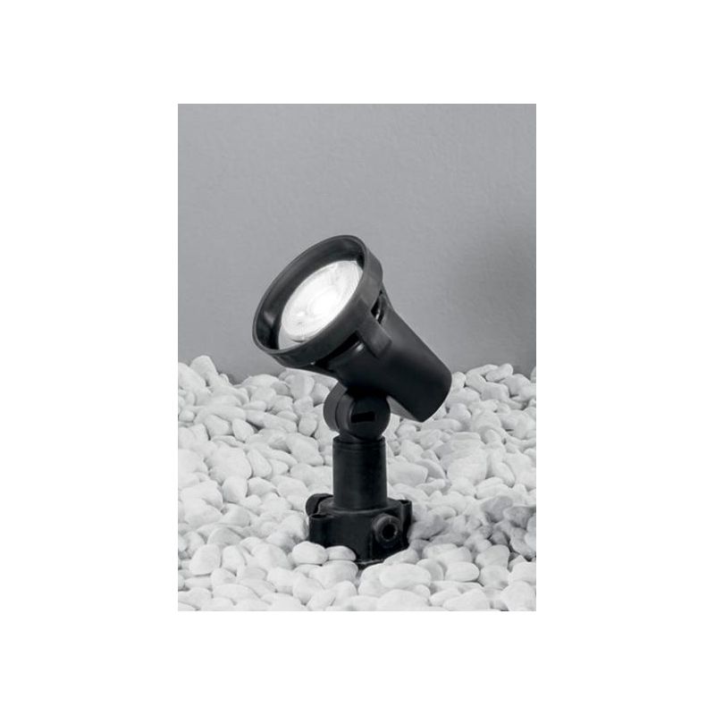 GRUBB FARETTO DA ESTERNO ORIENTABILE IP65 IN TERMOPLASTICA NERA CON PICCHETTO E LAMPADINA E27 LED SMD 7W INCLUSI