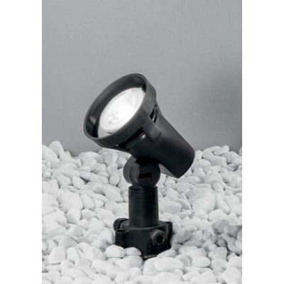 GRUBB FARETTO DA ESTERNO ORIENTABILE IP65 IN TERMOPLASTICA NERA CON PICCHETTO E LAMPADINA E27 LED SMD 7W INCLUSI