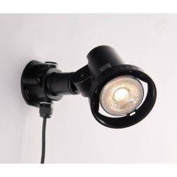 GRUBB FARETTO DA ESTERNO ORIENTABILE IP65 IN TERMOPLASTICA NERA CON PICCHETTO E LAMPADINA E27 LED SMD 7W INCLUSI 2