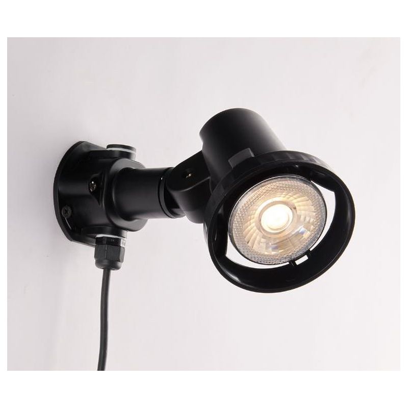 GRUBB FARETTO DA ESTERNO ORIENTABILE IP65 IN TERMOPLASTICA NERA CON PICCHETTO E LAMPADINA E27 LED SMD 7W INCLUSI