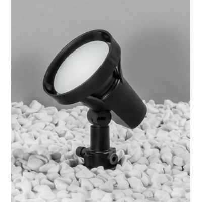 FARETTO DA ESTERNO ORIENTABILE IP65 IN TERMOPLASTICA NERA CON PICCHETTO E LAMPADINA E27 LED SMD 15W INCLUSI