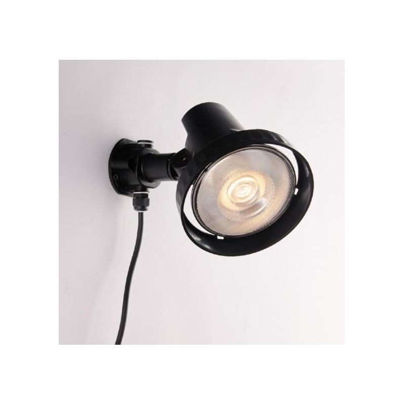 FARETTO DA ESTERNO ORIENTABILE IP65 IN TERMOPLASTICA NERA CON PICCHETTO E LAMPADINA E27 LED SMD 15W INCLUSI