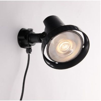 FARETTO DA ESTERNO ORIENTABILE IP65 IN TERMOPLASTICA NERA CON PICCHETTO E LAMPADINA E27 LED SMD 15W INCLUSI
