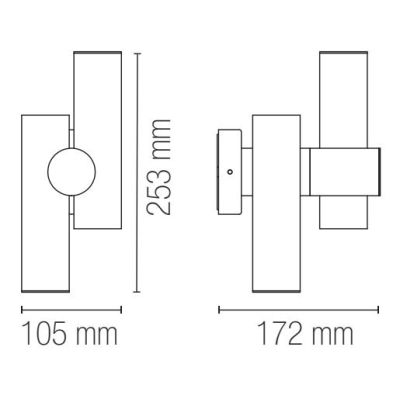REVERSE APPLIQUE DA ESTERNO CON LUCE ORIENTABILE LED 7,5W LUCE 4000K IP44 ANTRACITE DESIGN MODERNO
