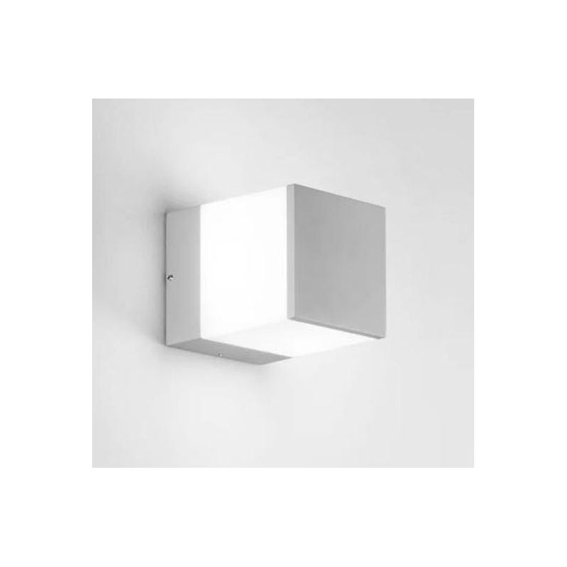 APPLIQUE CUBO DA ESTERNO IP54 IN METALLO FINITURA SILVER LAMPADINA ATTACCO E27 MODERNO