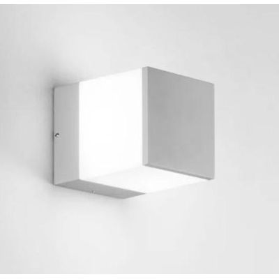 APPLIQUE CUBO DA ESTERNO IP54 IN METALLO FINITURA SILVER LAMPADINA ATTACCO E27 MODERNO