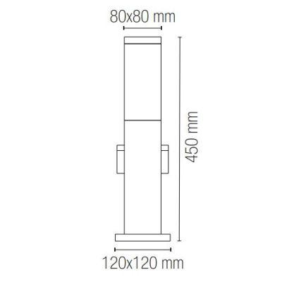 STATION PALO DA ESTERNO H45 CM CON PRESE SCHUKO IP44 IN ACCIAIO FINITURA ANTRACITE DESIGN MODERNO