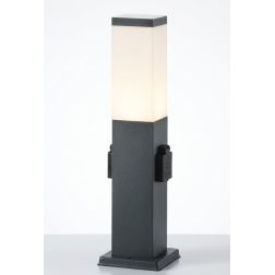 STATION PALO DA ESTERNO H45 CM CON PRESE SCHUKO IP44 IN ACCIAIO FINITURA ANTRACITE DESIGN MODERNO