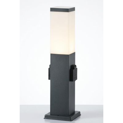 STATION PALO DA ESTERNO H45 CM CON PRESE SCHUKO IP44 IN ACCIAIO FINITURA ANTRACITE DESIGN MODERNO