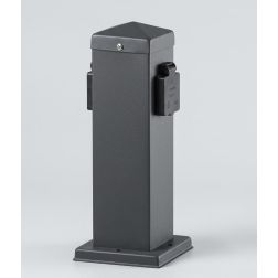COLONNINA DA ESTERNO 2 ATTACCHI SCHUKO IP44 IN ACCIAIO FINITURA  ANTRACITE H30