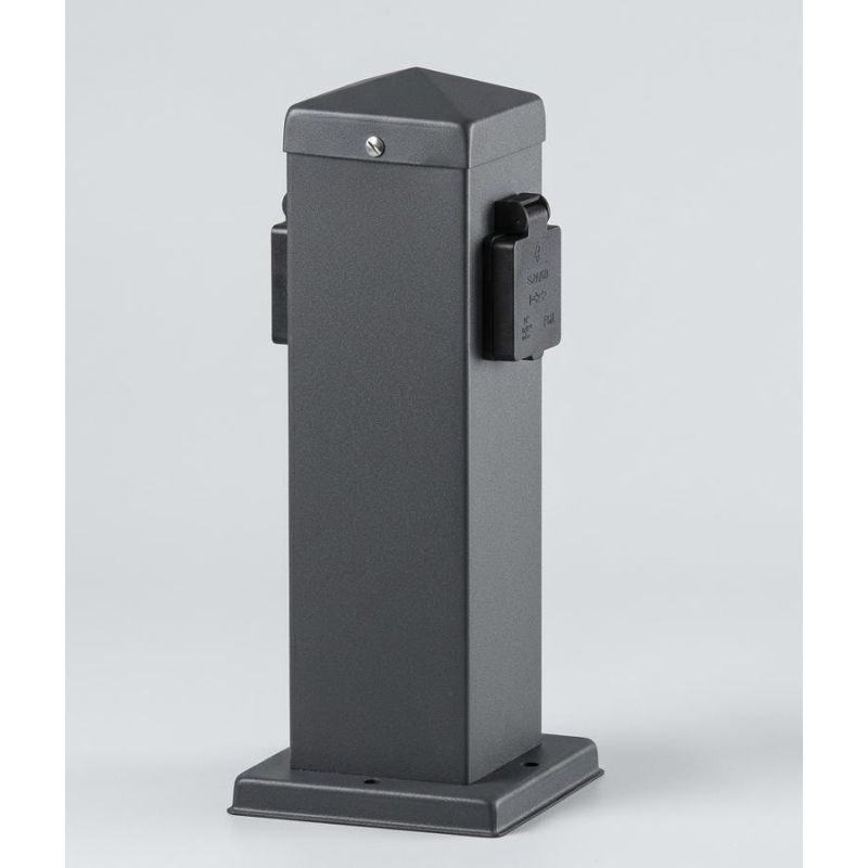 COLONNINA DA ESTERNO 2 ATTACCHI SCHUKO IP44 IN ACCIAIO FINITURA  ANTRACITE H30