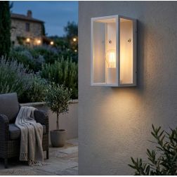 MIRAGE APPLIQUE LANTERNA DA ESTERNO IP44 IN METALLO ANTRACITE O BIANCO DIFFUSORI IN VETRO LAMPADINA ATTACCO E27 2