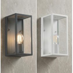 MIRAGE APPLIQUE LANTERNA DA ESTERNO IP44 IN METALLO ANTRACITE O BIANCO DIFFUSORI IN VETRO LAMPADINA ATTACCO E27