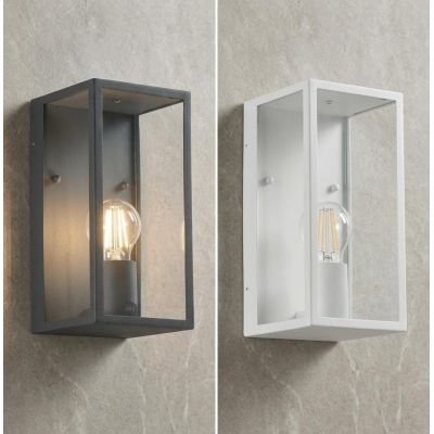 MIRAGE APPLIQUE LANTERNA DA ESTERNO IP44 IN METALLO ANTRACITE O BIANCO DIFFUSORI IN VETRO LAMPADINA ATTACCO E27