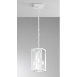 SOSPENSIONE RETTANGOLARE DA ESTERNO IP44 IN METALLO ANTRACITE O BIANCO DIFFUSORI IN VETRO LAMPADINA ATTACCO E27 2