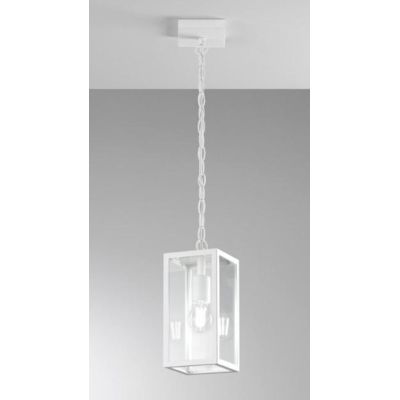 SOSPENSIONE RETTANGOLARE DA ESTERNO IP44 IN METALLO ANTRACITE O BIANCO DIFFUSORI IN VETRO LAMPADINA ATTACCO E27