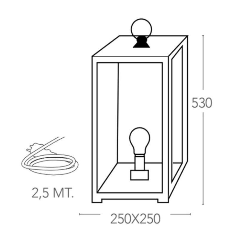 LANTERNA DA GIARDINO RETTANGOLARE IP44 IN METALLO ANTRACITE O BIANCO DIFFUSORI IN VETRO LAMPADINA ATTACCO E27