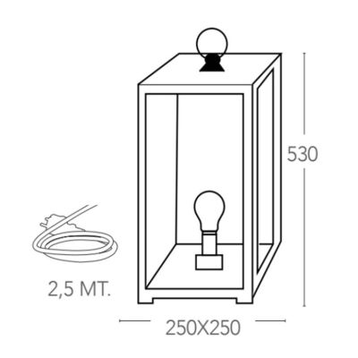 LANTERNA DA GIARDINO RETTANGOLARE IP44 IN METALLO ANTRACITE O BIANCO DIFFUSORI IN VETRO LAMPADINA ATTACCO E27