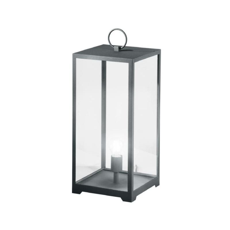 LANTERNA DA GIARDINO RETTANGOLARE IP44 IN METALLO ANTRACITE O BIANCO DIFFUSORI IN VETRO LAMPADINA ATTACCO E27