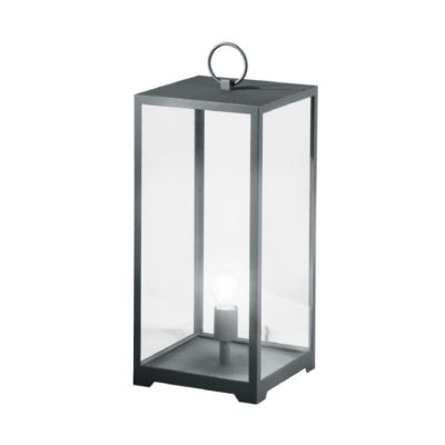 LANTERNA DA GIARDINO RETTANGOLARE IP44 IN METALLO ANTRACITE O BIANCO DIFFUSORI IN VETRO LAMPADINA ATTACCO E27