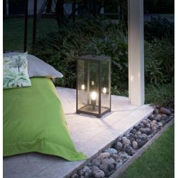 LANTERNA DA GIARDINO RETTANGOLARE IP44 IN METALLO ANTRACITE O BIANCO DIFFUSORI IN VETRO LAMPADINA ATTACCO E27 2