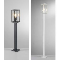 LAMPIONE DA GIARDINO 2 MISURE IP44 IN METALLO ANTRACITE O BIANCO DIFFUSORI IN VETRO LAMPADINA ATTACCO E27