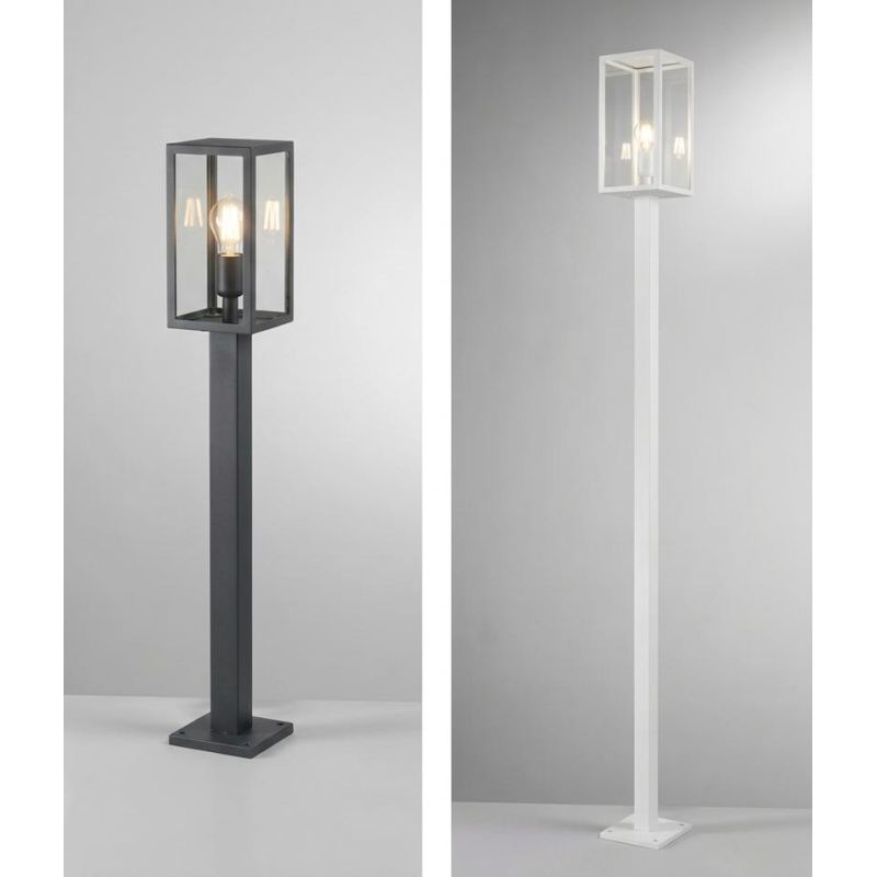 LAMPIONE DA GIARDINO 2 MISURE IP44 IN METALLO ANTRACITE O BIANCO DIFFUSORI IN VETRO LAMPADINA ATTACCO E27