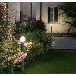 SKITTLE LAMPIONE DA GIARDINO 2 MISURE IP54 IN ALLUMINIO ANTRACITE DIFFUSORE A SFERA IN PC LAMPADINA ATTACCO E27 2