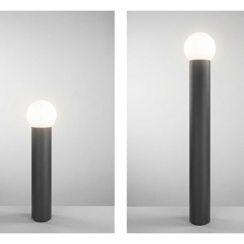 SKITTLE LAMPIONE DA GIARDINO 2 MISURE IP54 IN ALLUMINIO ANTRACITE DIFFUSORE A SFERA IN PC LAMPADINA ATTACCO E27