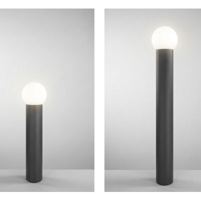 SKITTLE LAMPIONE DA GIARDINO 2 MISURE IP54 IN ALLUMINIO ANTRACITE DIFFUSORE A SFERA IN PC LAMPADINA ATTACCO E27