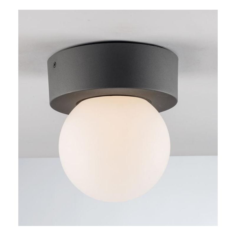 PLAFONIERA A SFERA 15 CM DA ESTERNO IP54 IN ALLUMINIO ANTRACITE LAMPADINA ATTACCO E27 DESIGN MODERNO