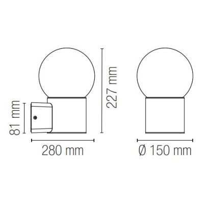 APPLIQUE A SFERA 15 CM DA ESTERNO IP54 IN ALLUMINIO ANTRACITE LAMPADINA ATTACCO E27 DESIGN MODERNO