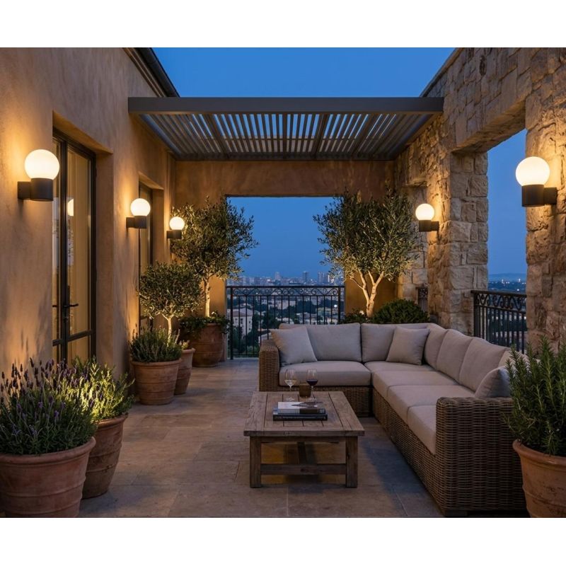 APPLIQUE A SFERA 15 CM DA ESTERNO IP54 IN ALLUMINIO ANTRACITE LAMPADINA ATTACCO E27 DESIGN MODERNO