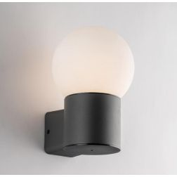 APPLIQUE A SFERA 15 CM DA ESTERNO IP54 IN ALLUMINIO ANTRACITE LAMPADINA ATTACCO E27 DESIGN MODERNO