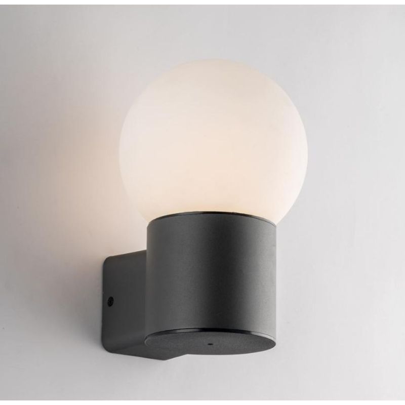 APPLIQUE A SFERA 15 CM DA ESTERNO IP54 IN ALLUMINIO ANTRACITE LAMPADINA ATTACCO E27 DESIGN MODERNO