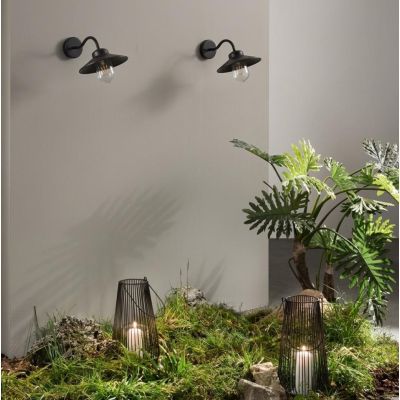 ASSISI APPLIQUE DA ESTERNO IP44 BIANCO, NERO E BRONZO CON PIATTINO IN STILE VINTAGE LAMPADINA ATTACCO E27