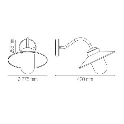 ASSISI APPLIQUE DA ESTERNO IP44 BIANCO, NERO E BRONZO CON PIATTINO IN STILE VINTAGE LAMPADINA ATTACCO E27