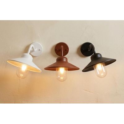 ASSISI APPLIQUE DA ESTERNO IP44 BIANCO, NERO E BRONZO CON PIATTINO IN STILE VINTAGE LAMPADINA ATTACCO E27