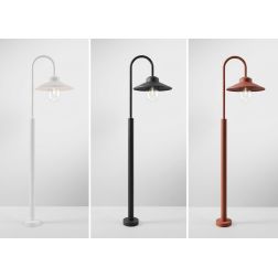 LAMPIONE DA GIARDINO H120 CM IP44 BIANCO, NERO E BRONZO CON PIATTINO IN STILE VINTAGE LAMPADINA ATTACCO E27