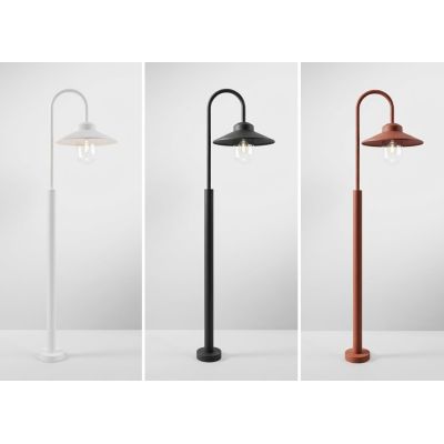 LAMPIONE DA GIARDINO H120 CM IP44 BIANCO, NERO E BRONZO CON PIATTINO IN STILE VINTAGE LAMPADINA ATTACCO E27