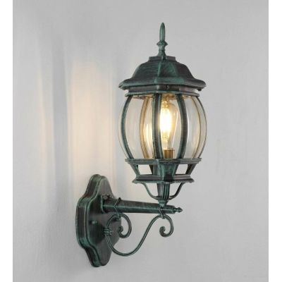SANTIAGO LAMPADA PARETE PER ESTERNO ALLUMINIO NERO/VERDE CON VETRO TRASPARENTE LAMPADINA ATTACCO E27